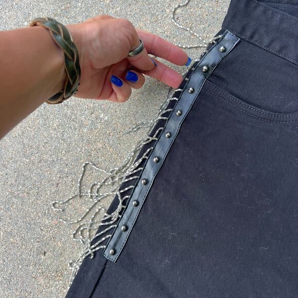 Zara Man Black Skinny Jeans Bling Stud Rhinestone Fringe US Size 31 - Picture 3 of 6